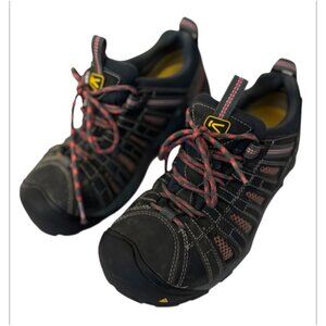 Keen Steel Toe Flint Leather Gray With Pink Accent Work Hiking Shoes Women’s Siz